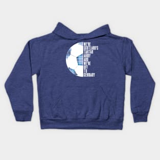 Scotland's Tartan Army, White and Blue Tartan Ball and Text Design Kids Hoodie